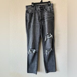 Urban Outfitters BDG Slim Straight Ripped Denim Jeans Sz 27 Gray‎ High Wa…